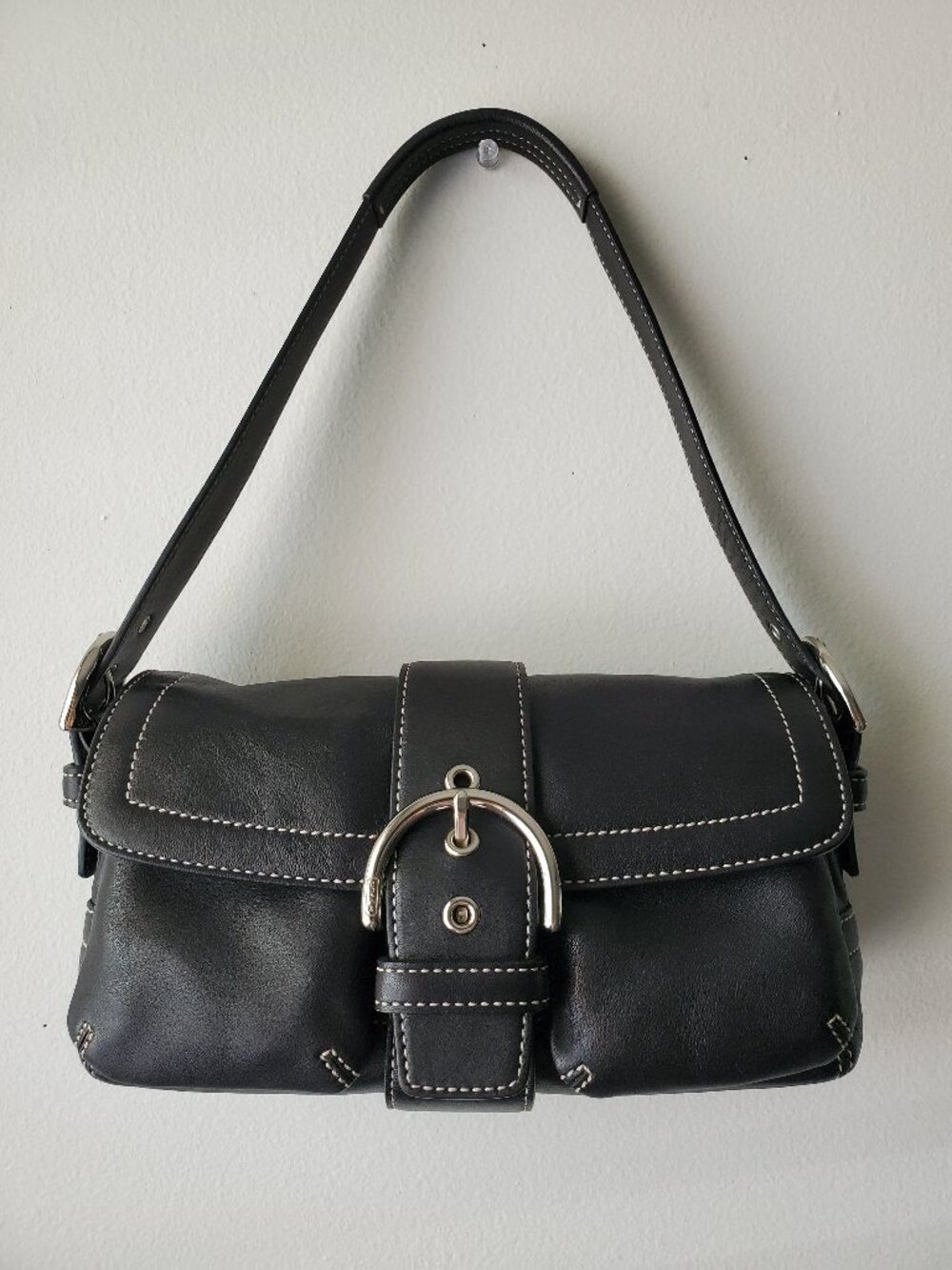 Coach Vintage Y2K Black Leather Soho Mini Double Pocket Shoulder Bag 1446